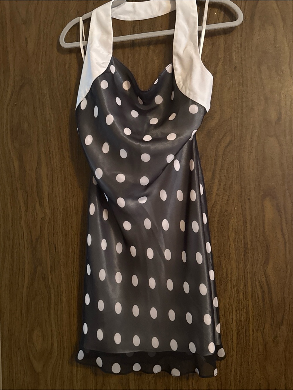 Polka Dot Mini Halter Dress in Black and White
